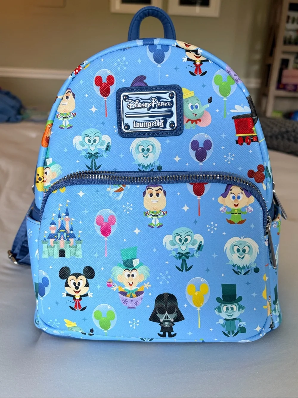Loungefly Disney Parks Chibi Icons Characters & Attractions Mini Backpack Blue